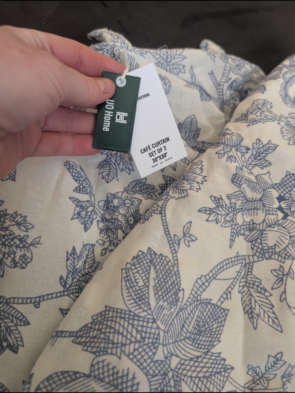 NWT Urban Outfitters Home Blue Floral Cafe Curtain Set - 2 Panels